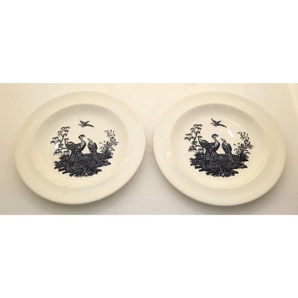 PLATES-WEDGWOOD-LIVERPOOL BIRDS-Black White-Small-Butter Dish-Display-6" - Picture 4 of 11